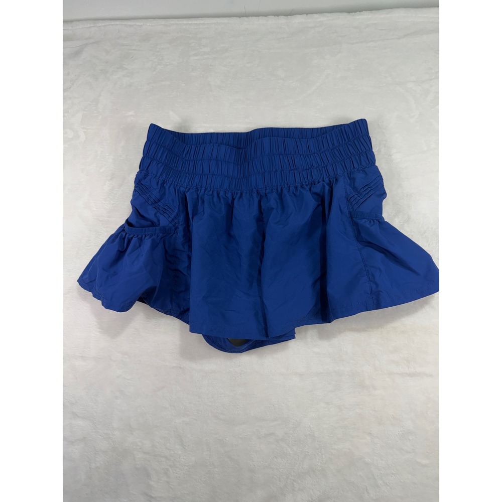 FP Movement Get Your Flirt On Shorts S Blue Smocked Ruffle Running Women